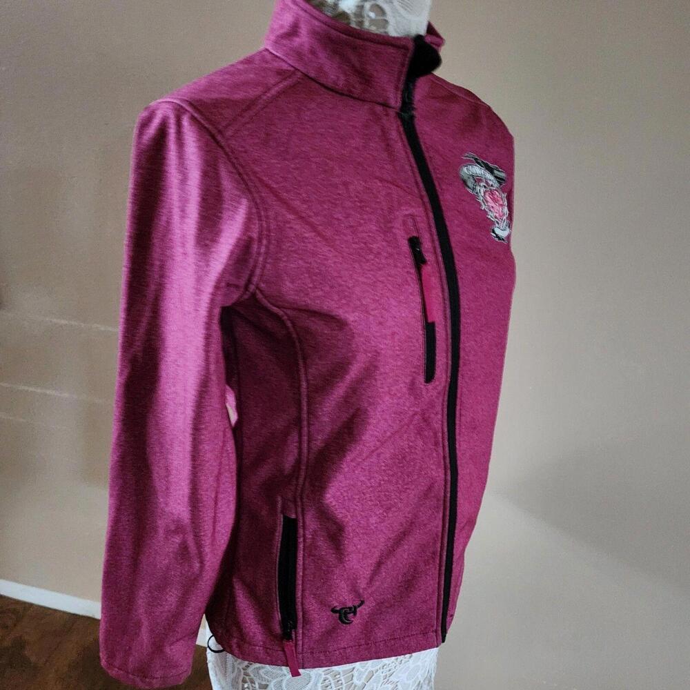 Cowgirl Hardware Pink Embroidered Softshell Fleece Lined Full Zip jacket M - Picture 8 of 9